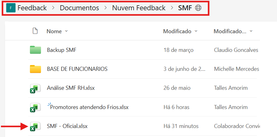 Caminho no SharePoint